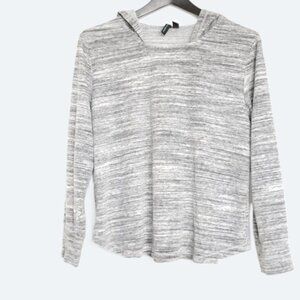 Cynthia Rowley grey hooded pull over velvet fleece sweatshirt hoodie size XL